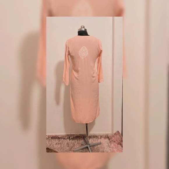 Alfah finery’s peach chikankari hand embroidered kurti - Picture 5 of 6